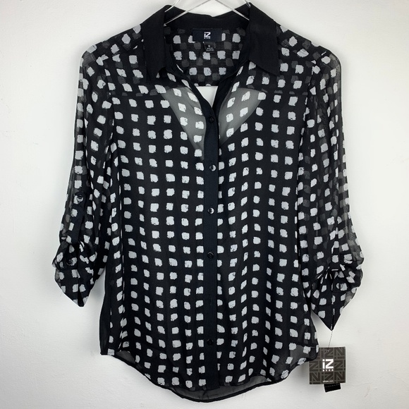 Iz Byer Tops - IZ BYER — Open Back Cutout Button Up Dress Shirt M